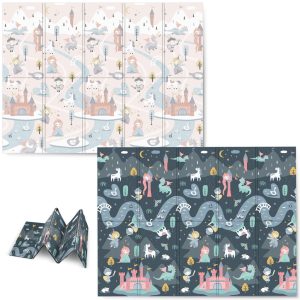 Játszószőnyeg, Nukido NK-341, nappali/éjszakai táj, 200 x 150 cm, összehajtható, kétoldalas, vízálló, 1 cm vastag, XPE hab, csúszásgátló