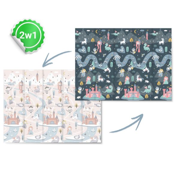 Játszószőnyeg, Nukido NK-341, nappali/éjszakai táj, 200 x 150 cm, összehajtható, kétoldalas, vízálló, 1 cm vastag, XPE hab, csúszásgátló