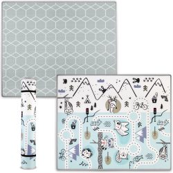   Játszószőnyeg, Nukido NK-342, hegy-völgy útvonal, kék, 180 x 150 cm, feltekerhető, kétoldalas, vízálló, 1,5 cm vastag, XPE hab, csúszásgátló