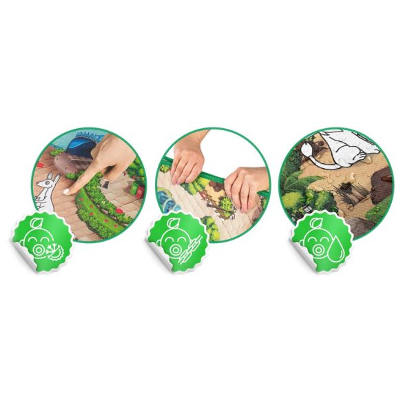 Játszószőnyeg, Ricokids RK-343, állatkerti jelenet, 200 x 120 cm, színezhető, letörölhető, vízálló, feltekerhető, EVA hab, filctoll készlettel, 0,3 cm vastag