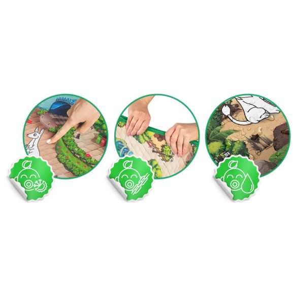 Játszószőnyeg, Ricokids RK-343, állatkerti jelenet, 120 x 92 cm, színezhető, letörölhető, vízálló, feltekerhető, EVA hab, 6 db lemosható filctoll készlettel, 0,3 cm vastag