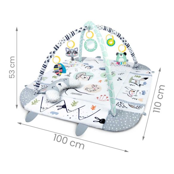 Játszószőnyeg, Ricokids, Nyuszi minta, 110 x 100 cm, levehető ívekkel, 7 db játékkal, párnával, tükörrel