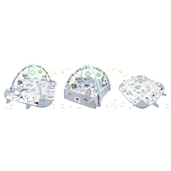 Játszószőnyeg, Ricokids, Nyuszi minta, 110 x 100 cm, levehető ívekkel, 7 db játékkal, párnával, tükörrel