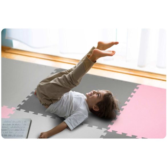 Játszószőnyeg, Ricokids 738234, rózsaszín/szürke, 180 x 180 cm, 9 db-os kirakós szett, összeilleszthető elemek, vastagság: 1 cm, EVA hab