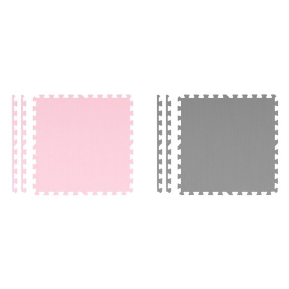 Játszószőnyeg, Ricokids 738234, rózsaszín/szürke, 180 x 180 cm, 9 db-os kirakós szett, összeilleszthető elemek, vastagság: 1 cm, EVA hab