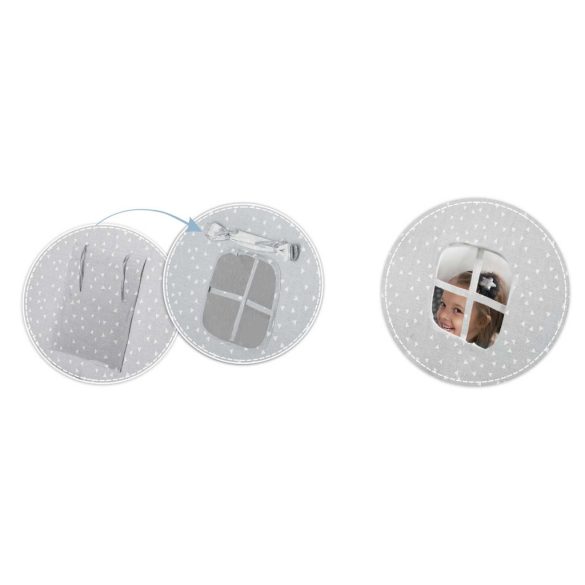 Gyereksátor, Nukido Tipi, lámpával, 116 × 107 × 110 cm, szürke, pamut, fenyőfa rudak, 2 párna és vastag matrac, hordtáska