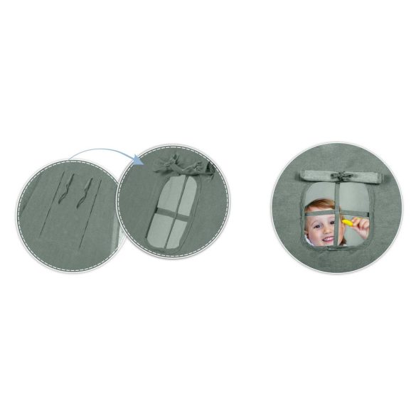 Gyereksátor, Nukido NK-406 Tipi, 116 x 116 x 165 cm, zöld, 3 párna, vastag csúszásgátlós matrac, stabilizátor, fenyőfa rudak