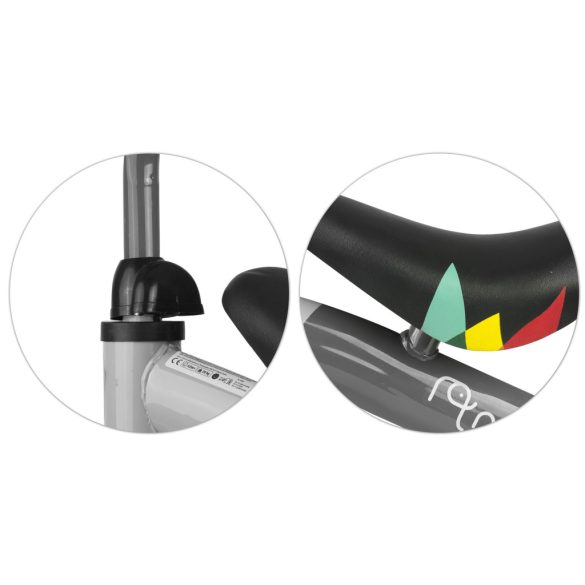 Négykerekű futóbicikli, Nukido NK-600, szürke, EVA habkerekek 14 cm, acél váz, ülésmagasság: 27 cm, puha ülés, gumírozott markolat