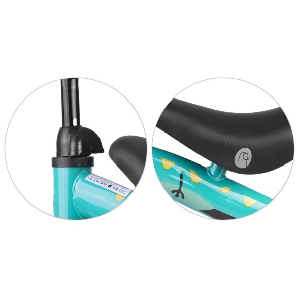 Négykerekű futóbicikli, Nukido NK-600, zöld, EVA habkerekek 14 cm, acél váz, ülésmagasság: 27 cm, puha ülés, gumírozott markolat