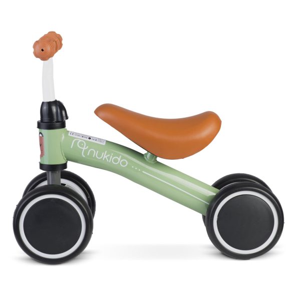Négykerekű futóbicikli, Nukido NK-600, türkiz, EVA habkerekek 14 cm, acél váz, ülésmagasság: 27 cm, puha ülés, gumírozott markolat