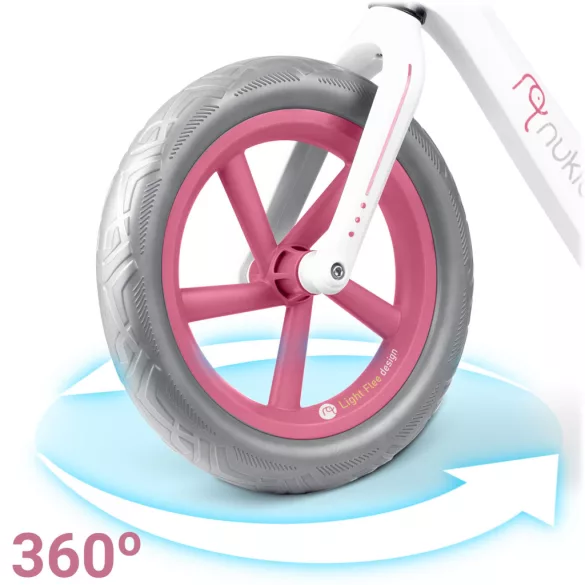 Kétkerekű futóbicikli, Nukido Light Flee, bézs, EVA habkerekek 29 cm, tartós nylon váz, állítható ülésmagasság 35-41 cm, puha ülés, gumírozott markolat, szuperkönnyű (TE760401)