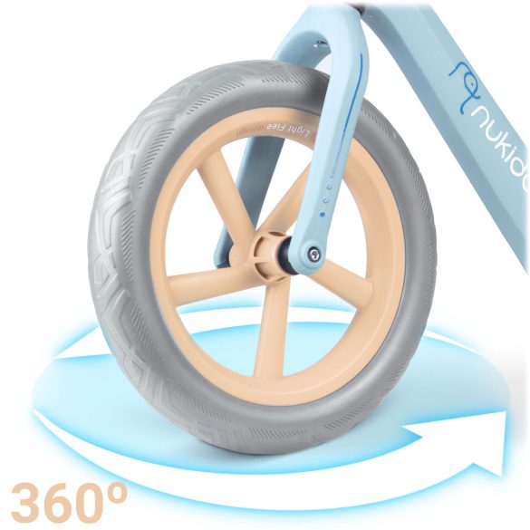 Kétkerekű futóbicikli, Nukido Light Flee, türkiz, EVA habkerekek 29 cm, tartós nylon váz, állítható ülésmagasság 35-41 cm, puha ülés, gumírozott markolat, szuperkönnyű