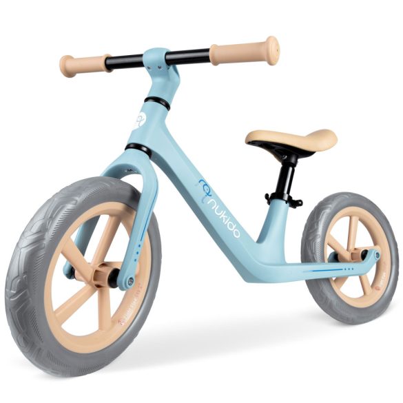 Kétkerekű futóbicikli, Nukido Light Flee, türkiz, EVA habkerekek 29 cm, tartós nylon váz, állítható ülésmagasság 35-41 cm, puha ülés, gumírozott markolat, szuperkönnyű
