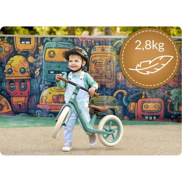 Kétkerekű futóbicikli, Nukido Light Flee, zöld, EVA habkerekek 29 cm, tartós nylon váz, állítható ülésmagasság 35-41 cm, puha ülés, gumírozott markolat, szuperkönnyű