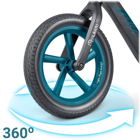 Kétkerekű futóbicikli, Nukido Light Flee, fekete, EVA habkerekek 29 cm, tartós nylon váz, állítható ülésmagasság 35-41 cm, puha ülés, gumírozott markolat, szuperkönnyű