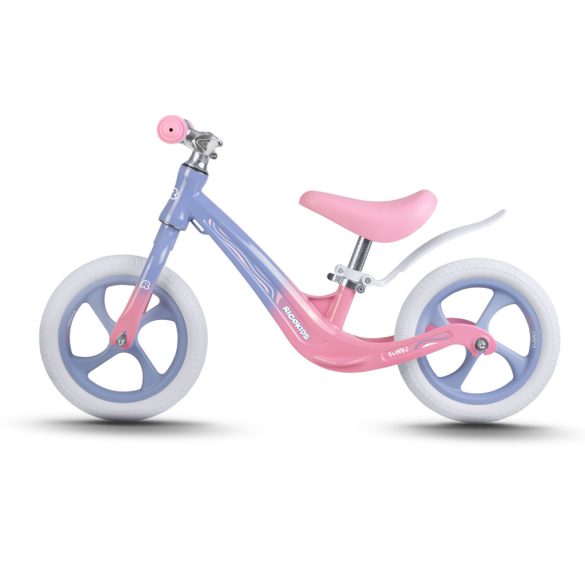 Kétkerekű futóbicikli, Ricokids Funnu, lila, magnézium váz, EVA habkerekek 29 cm, állítható ülésmagasság 35-42 cm, gumírozott markolatok ütközőkkel, könnyű