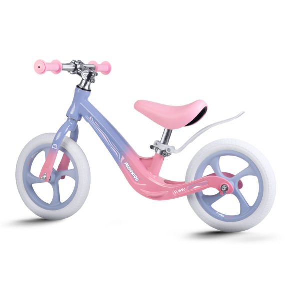 Kétkerekű futóbicikli, Ricokids Funnu, lila, magnézium váz, EVA habkerekek 29 cm, állítható ülésmagasság 35-42 cm, gumírozott markolatok ütközőkkel, könnyű