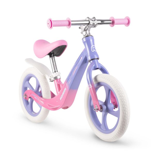 Kétkerekű futóbicikli, Ricokids Funnu, lila, magnézium váz, EVA habkerekek 29 cm, állítható ülésmagasság 35-42 cm, gumírozott markolatok ütközőkkel, könnyű
