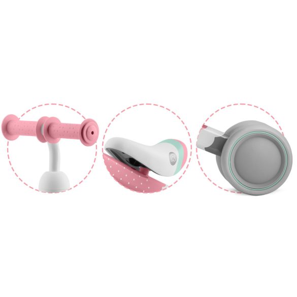 Háromkerekű futóbicikli, Ricokids, rózsaszín, EVA habkerekek 15 cm, acél váz, kormányfordulás határoló, gumírozott markolat, 12 hónapos kortól