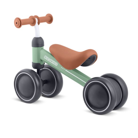 Háromkerekű futóbicikli, Ricokids, zöld, EVA habkerekek 15 cm, acél váz, kormányfordulás határoló, gumírozott markolat, 12 hónapos kortól