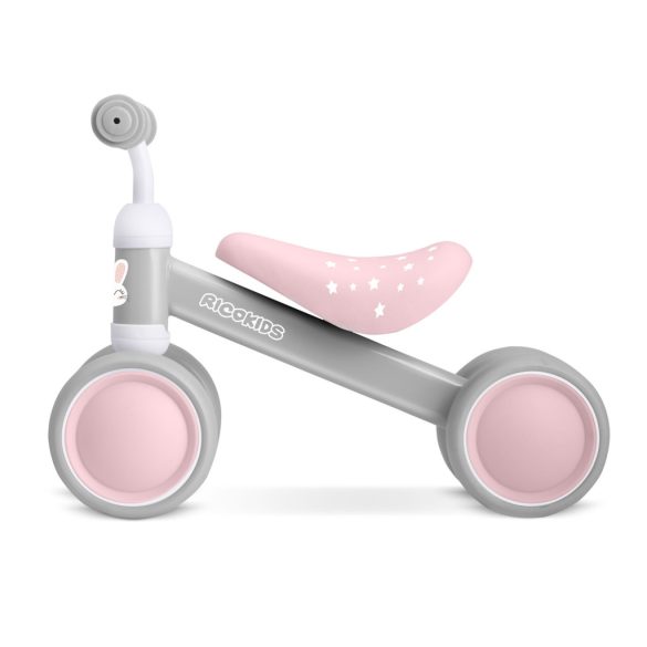 Háromkerekű futóbicikli, Ricokids, szürke, EVA habkerekek 15 cm, acél váz, kormányfordulás határoló, gumírozott markolat, 12 hónapos kortól