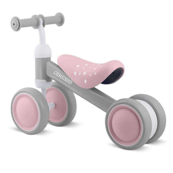Háromkerekű futóbicikli, Ricokids, szürke, EVA habkerekek 15 cm, acél váz, kormányfordulás határoló, gumírozott markolat, 12 hónapos kortól