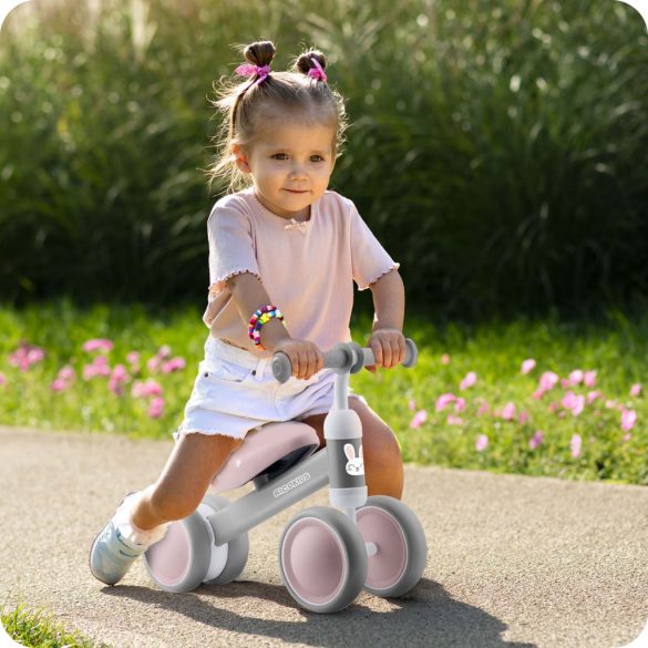 Háromkerekű futóbicikli, Ricokids, szürke, EVA habkerekek 15 cm, acél váz, kormányfordulás határoló, gumírozott markolat, 12 hónapos kortól