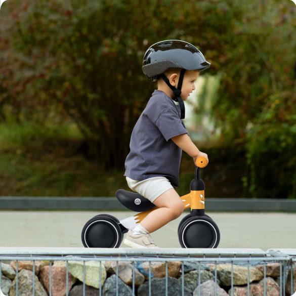 Háromkerekű futóbicikli, Ricokids, sárga, EVA habkerekek 15 cm, acél váz, kormányfordulás határoló, gumírozott markolat, 12 hónapos kortól