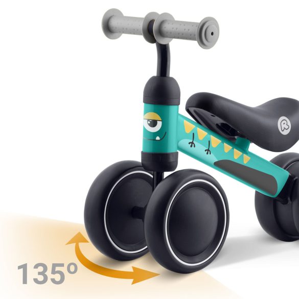 Háromkerekű futóbicikli, Ricokids, türkiz, EVA habkerekek 15 cm, acél váz, kormányfordulás határoló, gumírozott markolat, 12 hónapos kortól