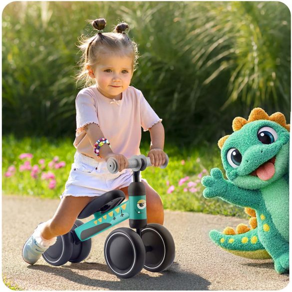 Háromkerekű futóbicikli, Ricokids, türkiz, EVA habkerekek 15 cm, acél váz, kormányfordulás határoló, gumírozott markolat, 12 hónapos kortól