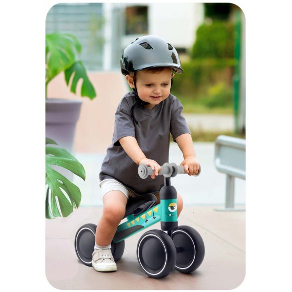 Háromkerekű futóbicikli, Ricokids, türkiz, EVA habkerekek 15 cm, acél váz, kormányfordulás határoló, gumírozott markolat, 12 hónapos kortól