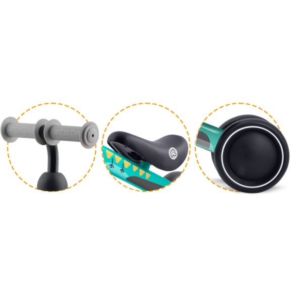 Háromkerekű futóbicikli, Ricokids, türkiz, EVA habkerekek 15 cm, acél váz, kormányfordulás határoló, gumírozott markolat, 12 hónapos kortól