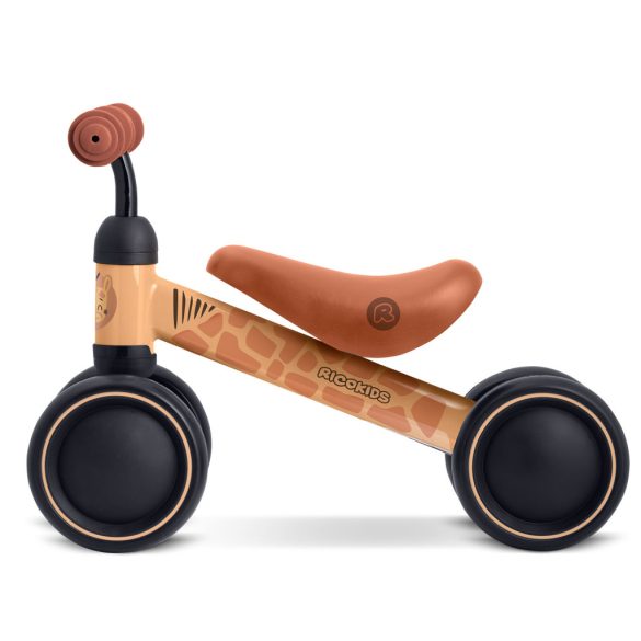 Háromkerekű futóbicikli, Ricokids, bézs, EVA habkerekek 15 cm, acél váz, kormányfordulás határoló, gumírozott markolat, 12 hónapos kortól