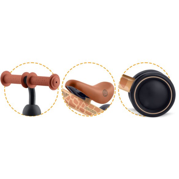 Háromkerekű futóbicikli, Ricokids, bézs, EVA habkerekek 15 cm, acél váz, kormányfordulás határoló, gumírozott markolat, 12 hónapos kortól