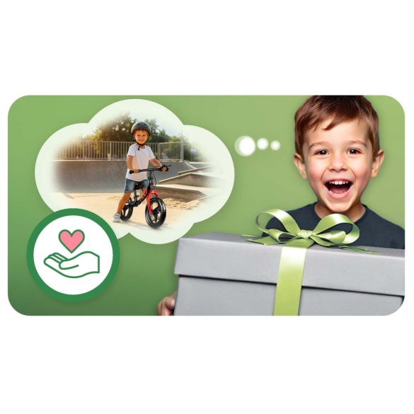 Kétkerekű futóbicikli, Ricokids Fun Adventure, fekete, acél váz, EVA hab kerekek 29 cm, állítható ülésmagasság 32–42 cm, hátsó fék, ultrakönnyű