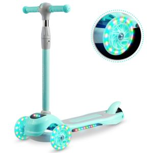 Háromkerekű roller, Ricokids Piko, menta, LED világítás a kerekekben és a fellépőben, állítható magasságú kormány, balanszos irányítás, EN 71, max. 35 kg