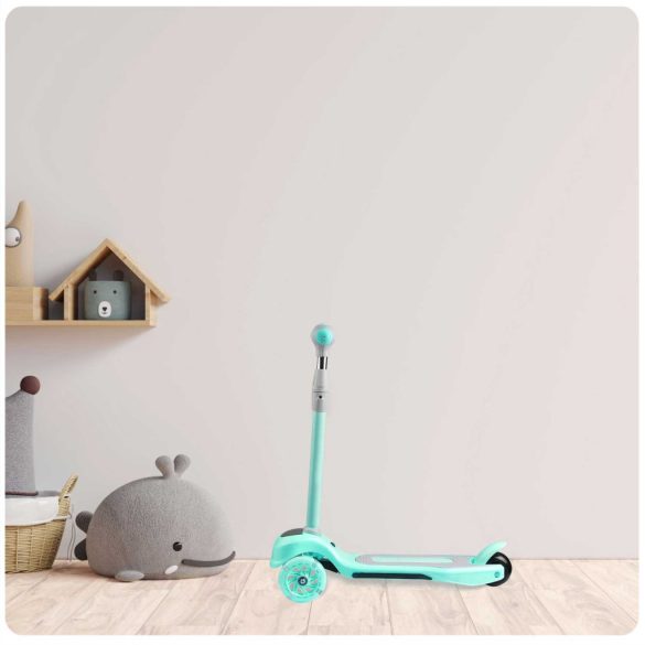 Háromkerekű roller, Ricokids Piko, menta, LED világítás a kerekekben és a fellépőben, állítható magasságú kormány, balanszos irányítás, EN 71, max. 35 kg