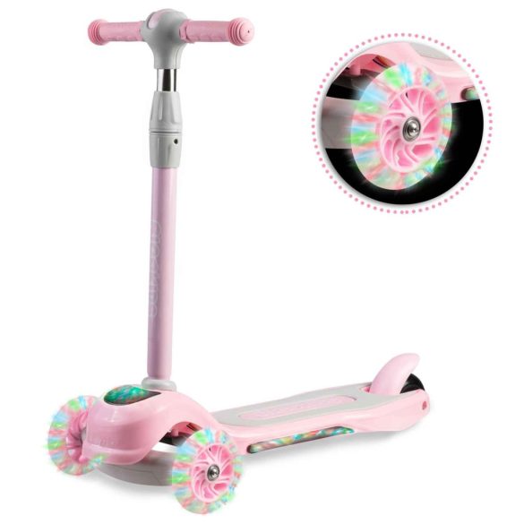 Háromkerekű roller, Ricokids Piko, rózsaszín, LED világítás a kerekekben és a fellépőben, állítható magasságú kormány, balanszos irányítás, EN 71, max. 35 kg