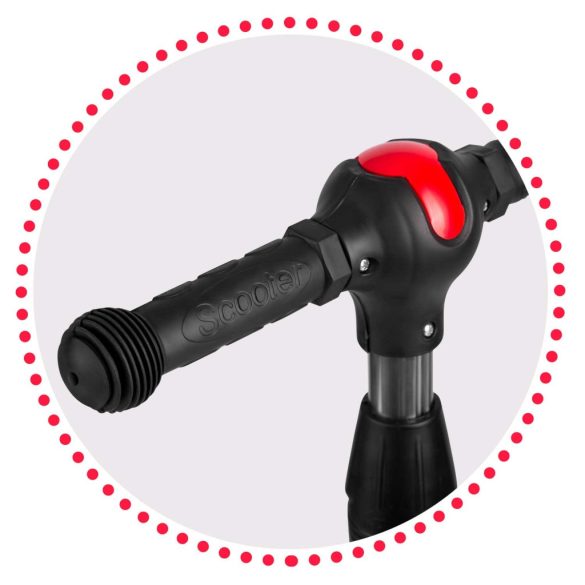 Háromkerekű roller, Ricokids Piko, fekete, színes mintás, LED világítás a kerekekben és a fellépőben, állítható magasságú kormány, balanszos irányítás, EN 71, max. 35 kg