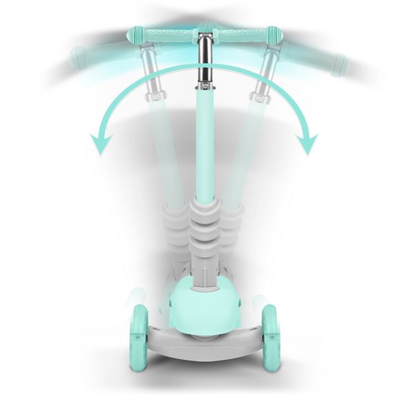 Háromkerekű roller, Ricokids Buggy, mentazöld, 3 az 1-ben, LED világítás a kerekekben, állítható magasságú kormány és ülés, balanszos irányítás, EN 71, max. 30 kg