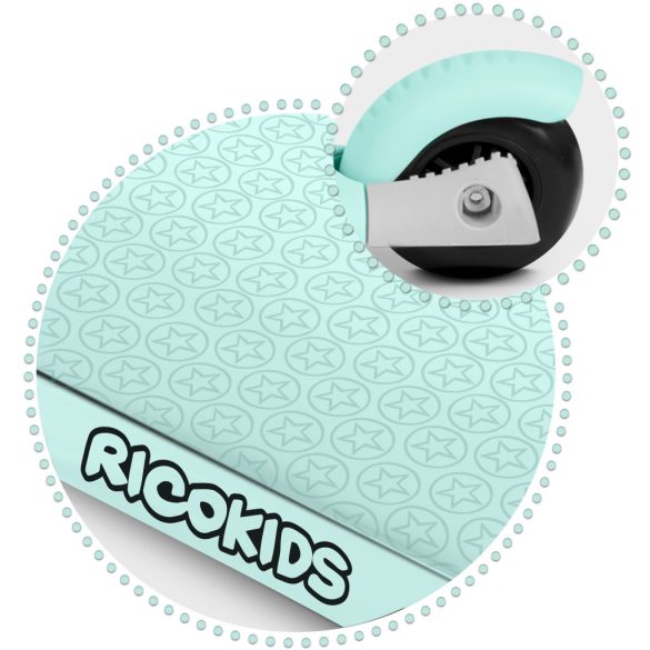 Háromkerekű roller, Ricokids Buggy, mentazöld, 3 az 1-ben, LED világítás a kerekekben, állítható magasságú kormány és ülés, balanszos irányítás, EN 71, max. 30 kg