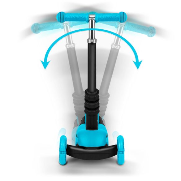 Háromkerekű roller, Ricokids Buggy, türkiz, 3 az 1-ben, LED világítás a kerekekben, állítható magasságú kormány és ülés, balanszos irányítás, EN 71, max. 30 kg