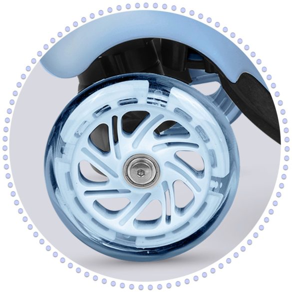 Háromkerekű roller, Ricokids Todi, kék, 3 az 1-ben, LED világítás a kerekekben, állítható magasságú kormány és ülés, balanszos irányítás, EN 71, max. 30 kg teherbírás, levehető üléssel és tolórúddal