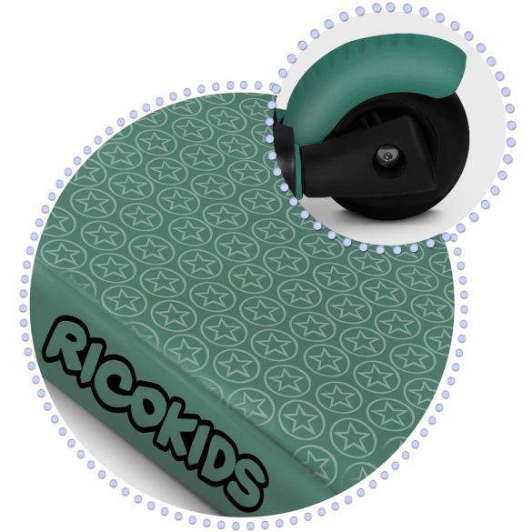 Háromkerekű roller, Ricokids Todi, zöld, 3 az 1-ben, LED világítás a kerekekben, állítható magasságú kormány és ülés, balanszos irányítás, EN 71, max. 30 kg teherbírás, levehető üléssel és tolórúddal
