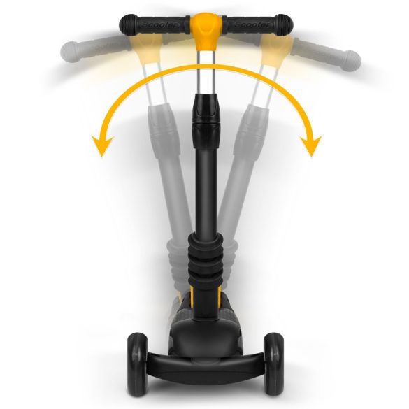 Háromkerekű roller, Ricokids Cubi, fekete, 3 az 1-ben, LED világítás a kerekben, állítható magasságú kormány és ülés, balanszos irányítás, csúszásgátló fellépő, EN 71, max. 30 kg