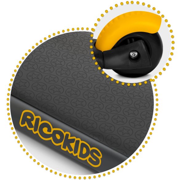 Háromkerekű roller, Ricokids Cubi, fekete, 3 az 1-ben, LED világítás a kerekben, állítható magasságú kormány és ülés, balanszos irányítás, csúszásgátló fellépő, EN 71, max. 30 kg