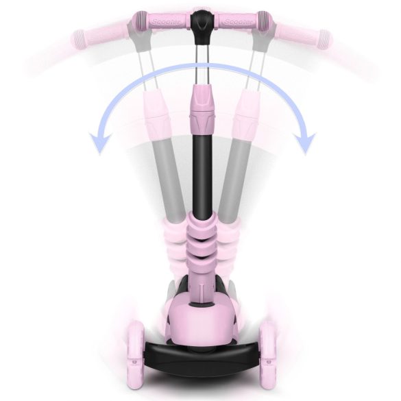 Háromkerekű roller, Ricokids Cubi, rózsaszín, 3 az 1-ben, LED világítás a kerekben, állítható magasságú kormány és ülés, balanszos irányítás, csúszásgátló fellépő, EN 71, max. 30 kg
