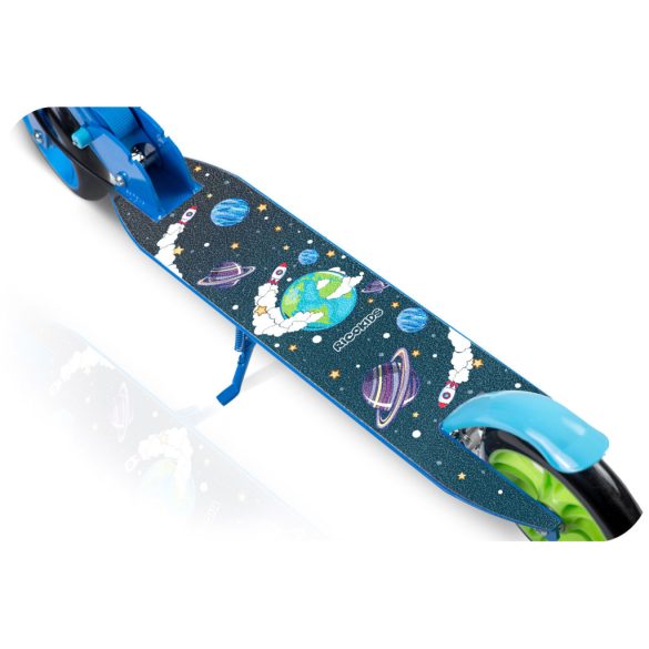 Gyerek roller, Ricokids Kodi, kék, 14,5 cm PU kerekek, összecsukható, állítható kormány, kézifék és lábfék, ABEC-7 csapágy, 3–8 éveseknek, max. 50 kg