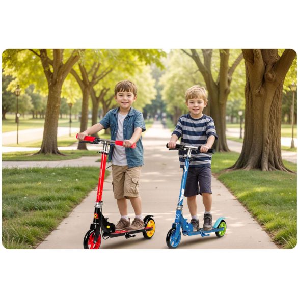 Gyerek roller, Ricokids Kodi, kék, 14,5 cm PU kerekek, összecsukható, állítható kormány, kézifék és lábfék, ABEC-7 csapágy, 3–8 éveseknek, max. 50 kg