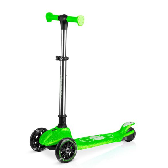 Háromkerekű roller, Ricokids Jelly, zöld, LED világítás a kerekekben és a fellépőben, balanszos irányítás, állítható alumínium kormány, max. 50 kg